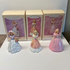 Hallmark Springtime Barbie Easter Collector Series Ornaments 1990’s Set of 3